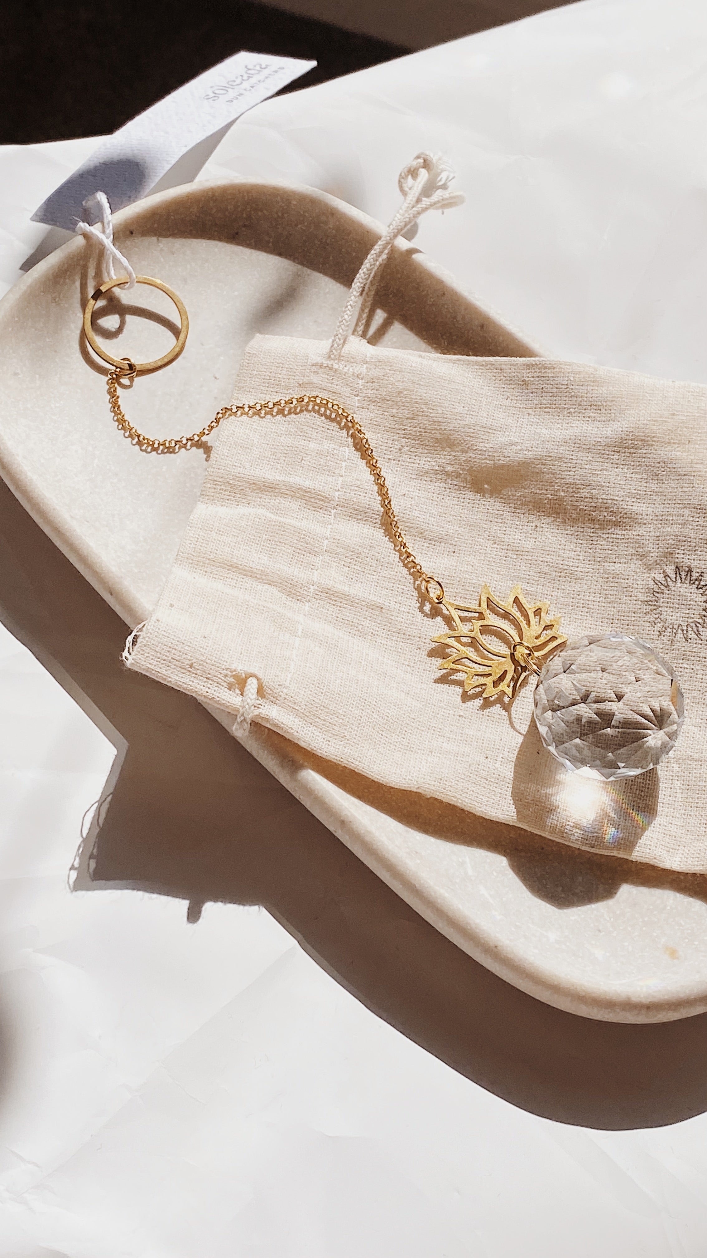 Crystal Suncatcher crafted with brass - Grounding