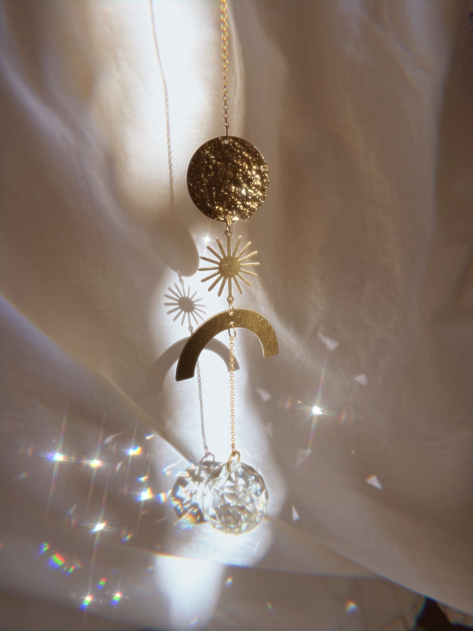 Hanging Crescent Medium Crystal Suncatcher